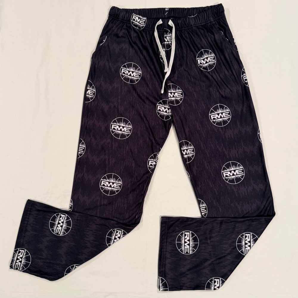 Overtime RWE Pajama Pants Mens Medium Basketball Drawstring Black White Spring